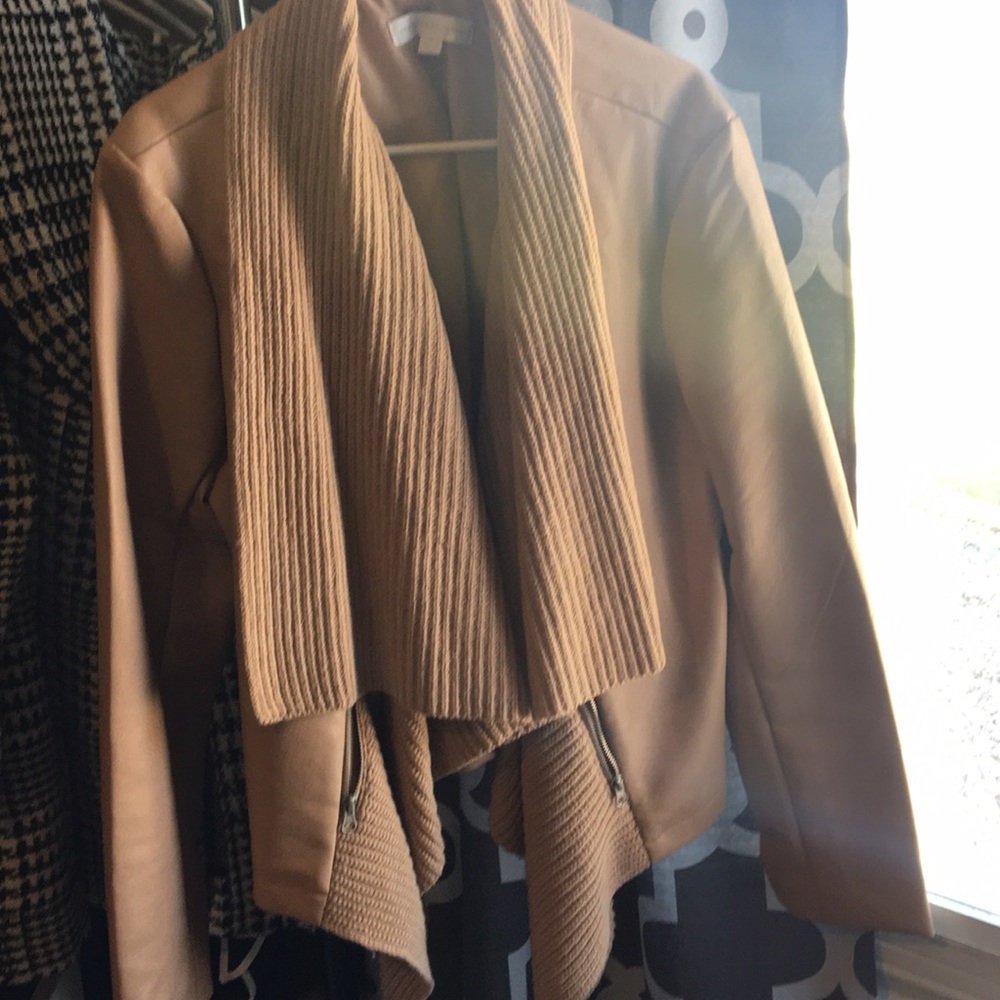 New York and Co Faux Leather and Sweater Jacket
